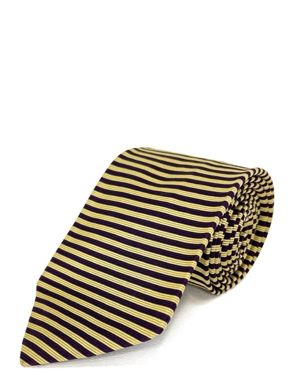 Brooks Bothers Silk Necktie Yellow & Purple Horizontal Stripes Men’s Tie